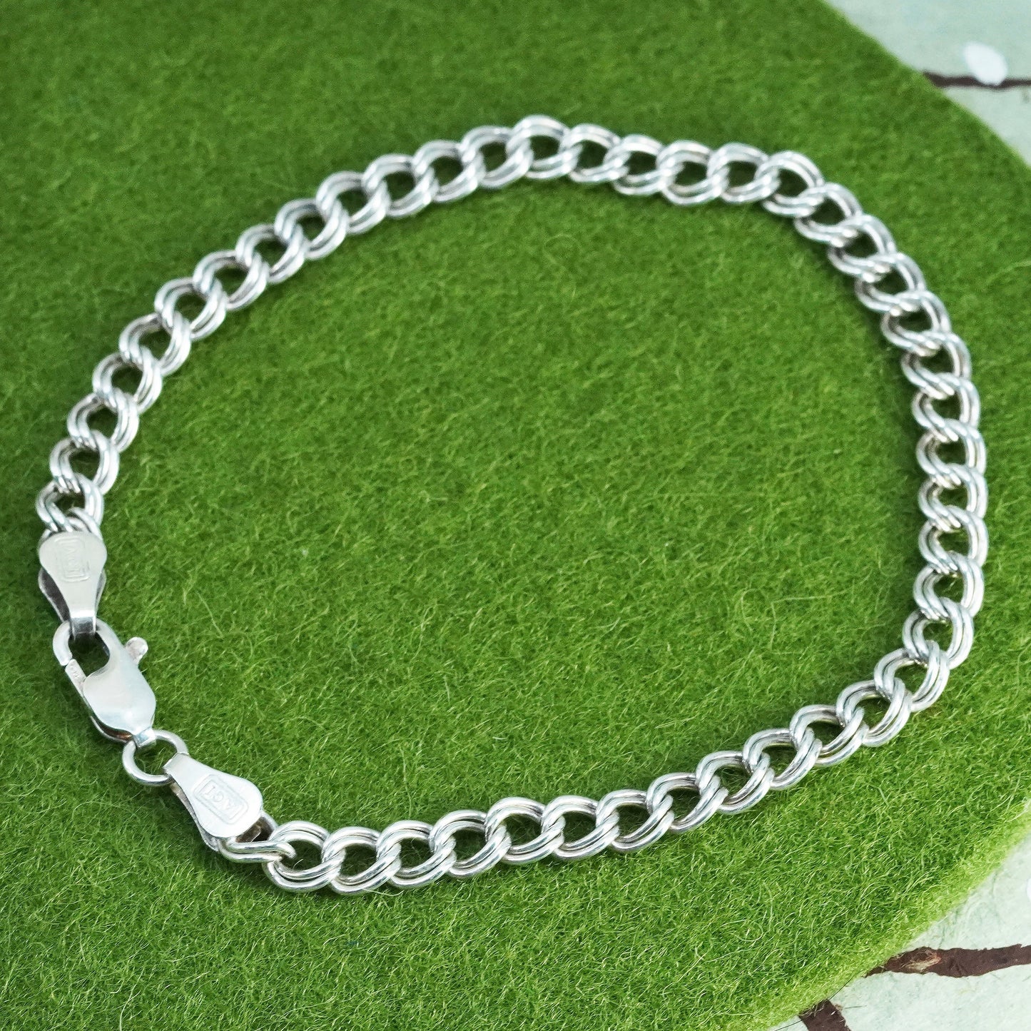 7.5”, 5mm, Vintage sterling 925 silver double curb bracelet