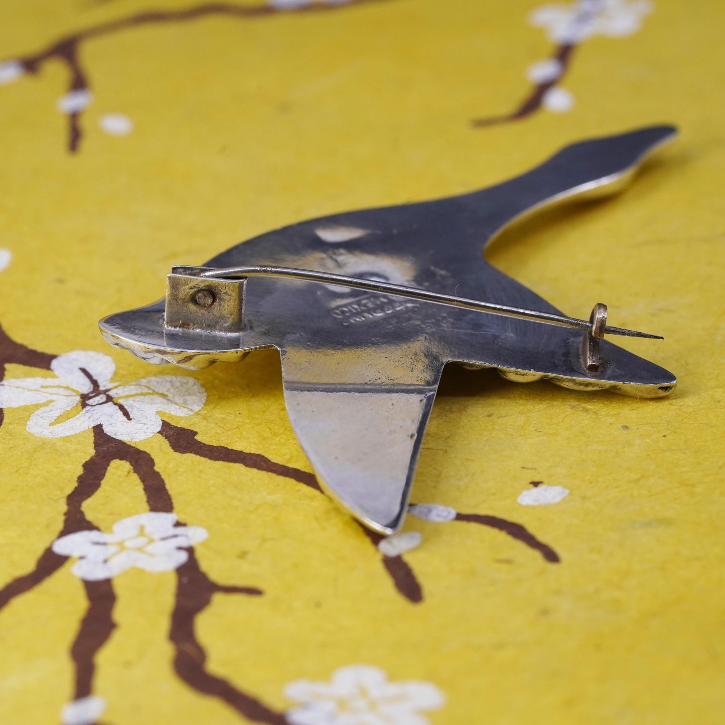 Vintage southwestern Mexican handmade sterling 925 silver bird Geese brooch pin