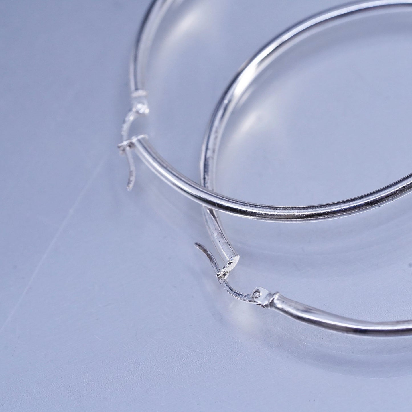 1.75", DENTED vintage Sterling silver handmade earrings, 925 hoops