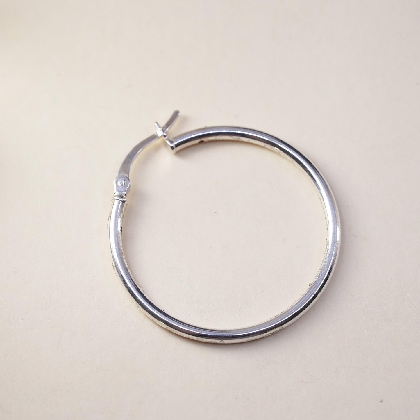 1", Vintage sterling silver loop single earring, minimalist primitive hoop