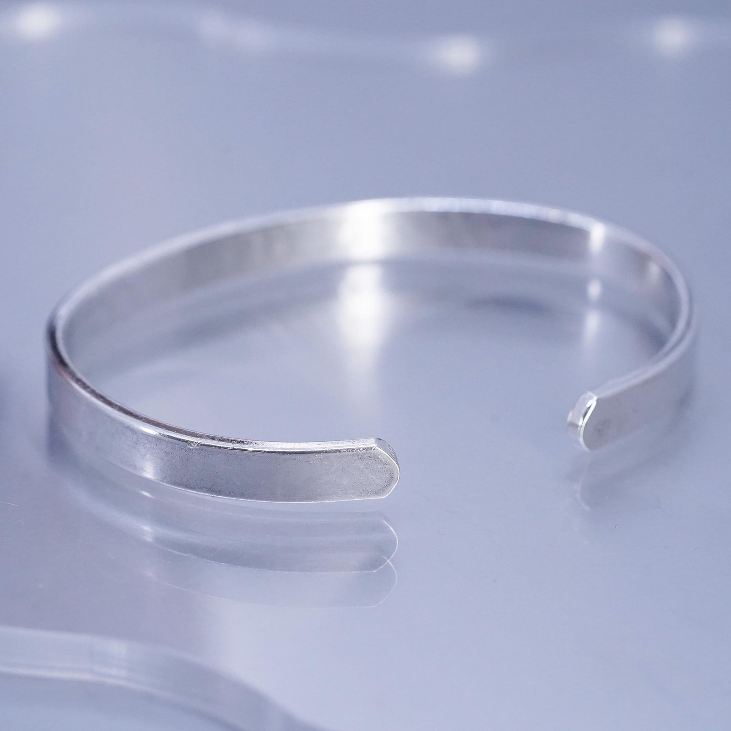 6.75”, southwestern Sterling 925 silver bracelet, quote cuff “faith hope love