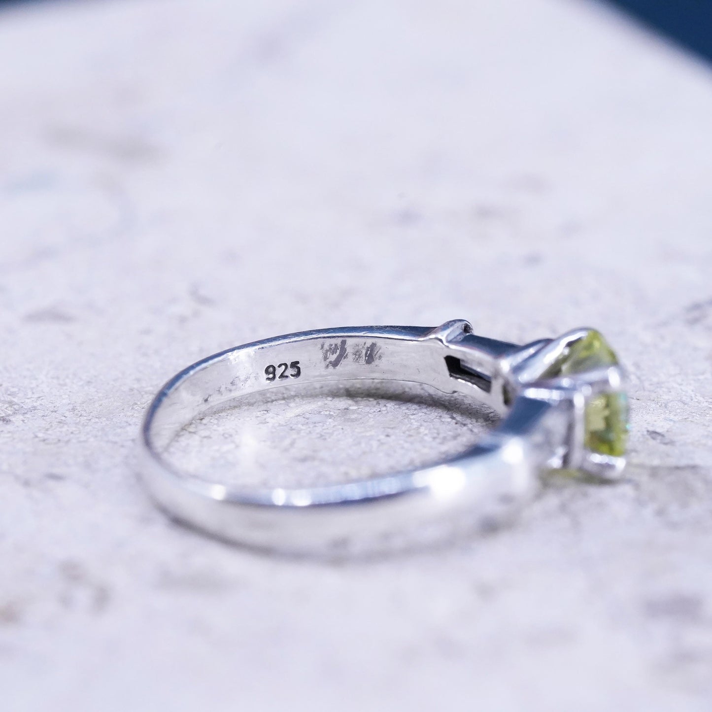 Size 7, vintage Sterling 925 silver ring with citrine and cz around