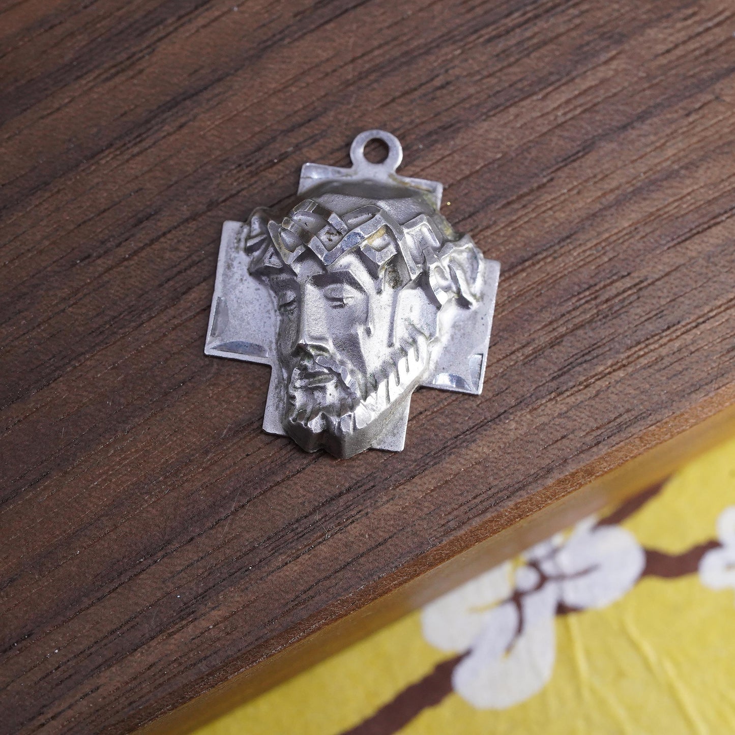 Jesus Christ Cross Pendant 925 Sterling Silver, Crown of Thorns Medal Charm
