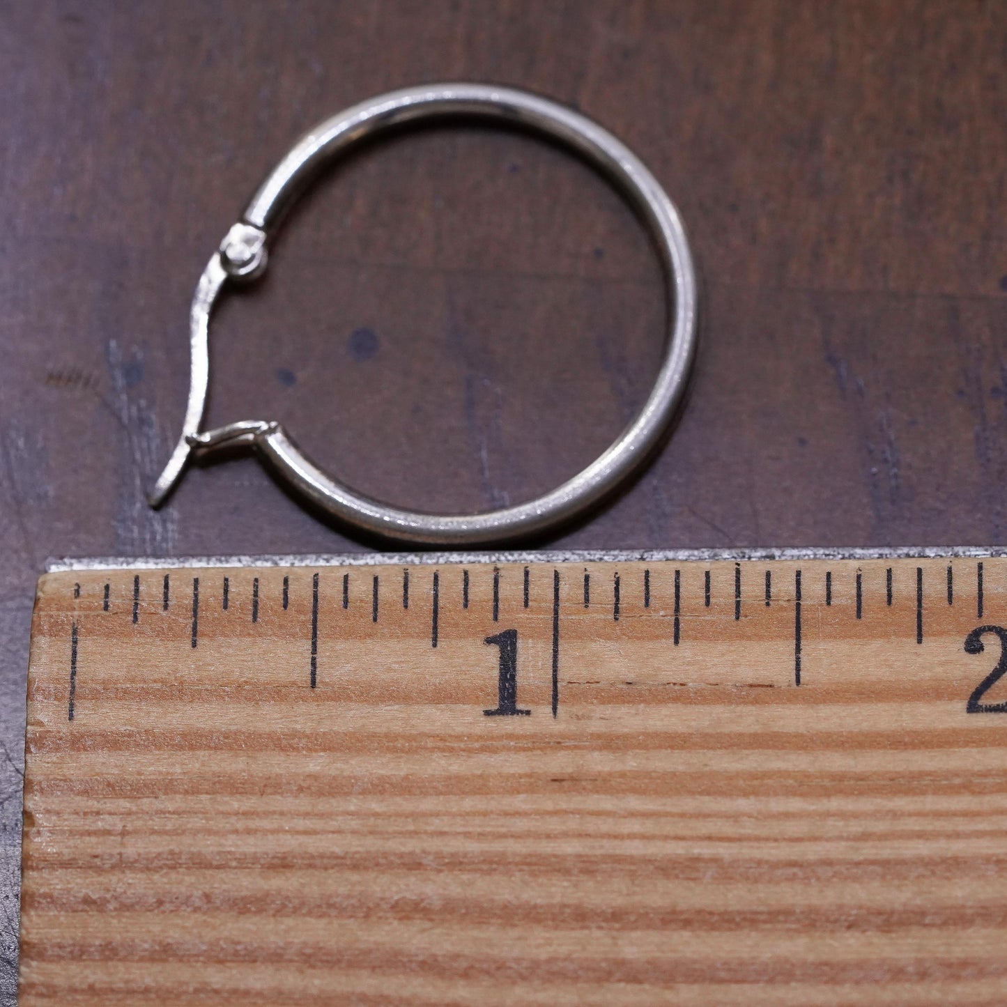 1", Vintage sterling silver loop single earring, minimalist primitive hoop