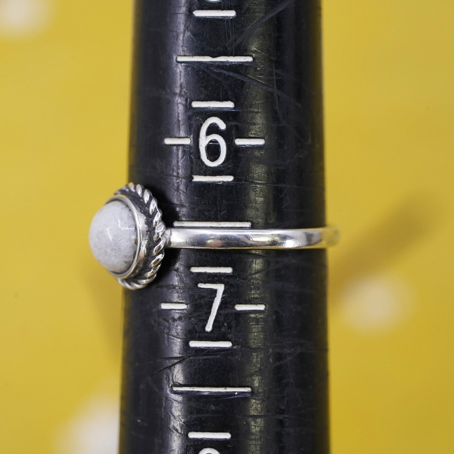 Size 6.5, vintage sterling silver handmade ring, 925 silver band with moonstone
