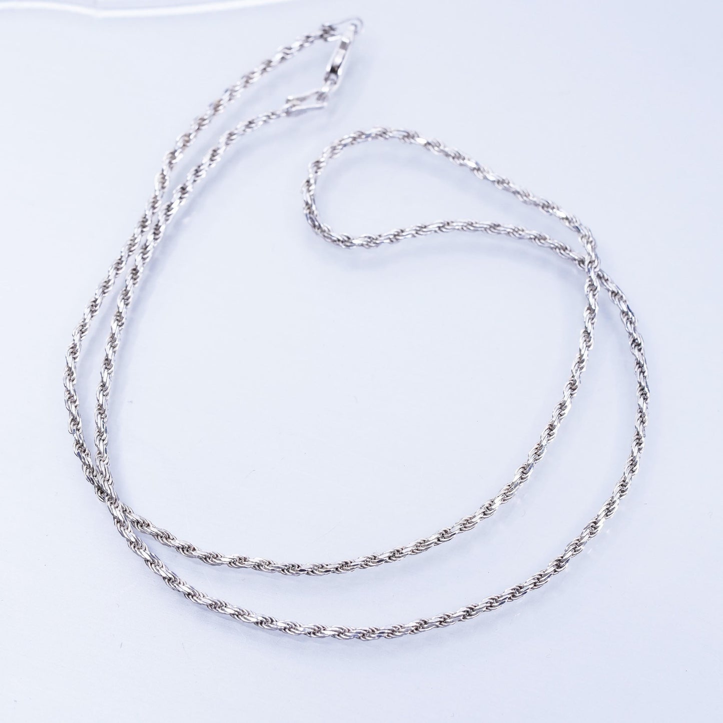 18” 2mm, vintage Italian Sterling 925 silver diamond cut rope chain necklace