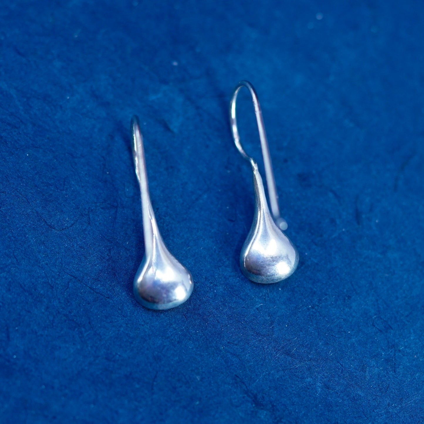 Vintage sterling silver handmade earrings, 925 silver teardrop drops