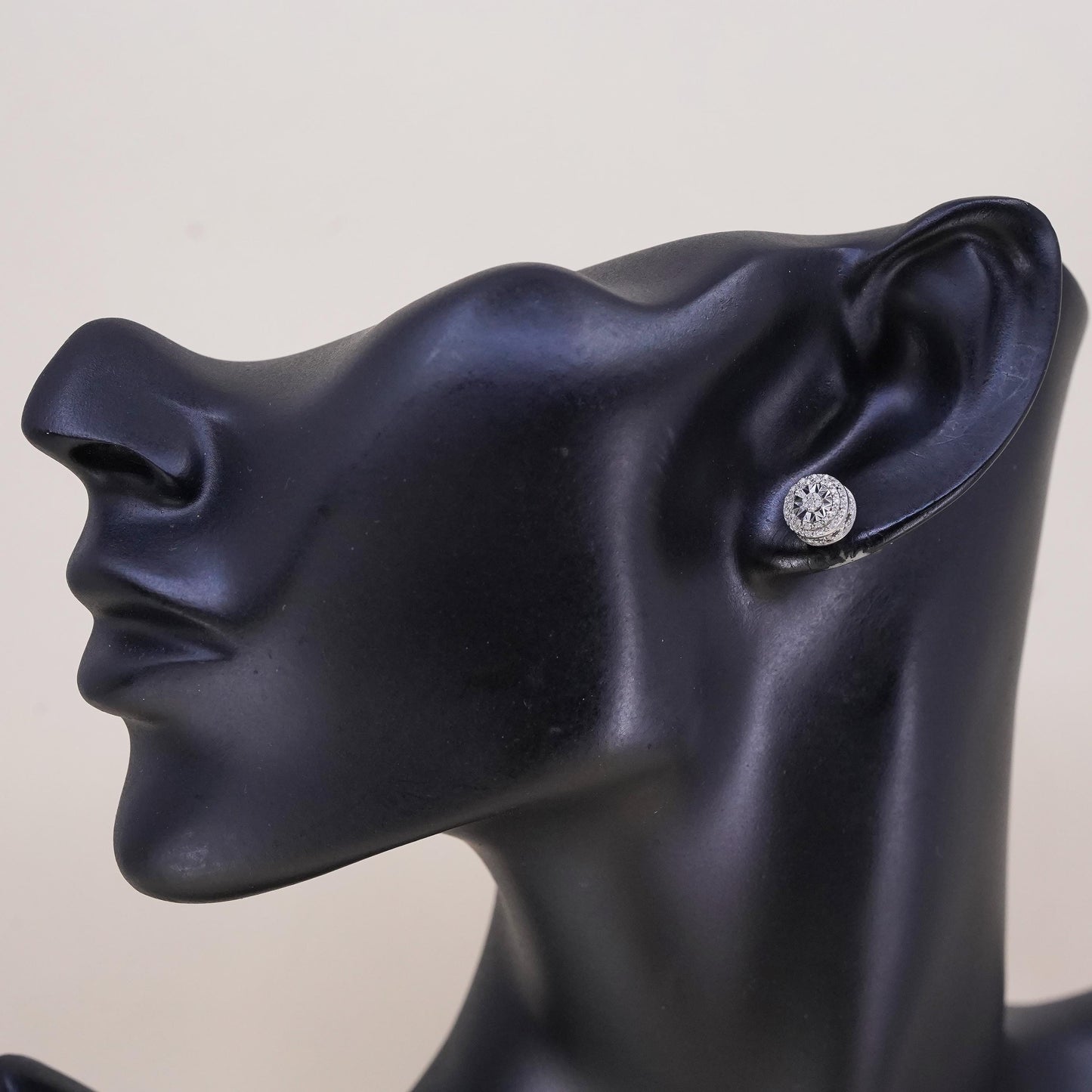 Vintage SK9 single earring. Sterling 925 silver stud with cluster diamonds