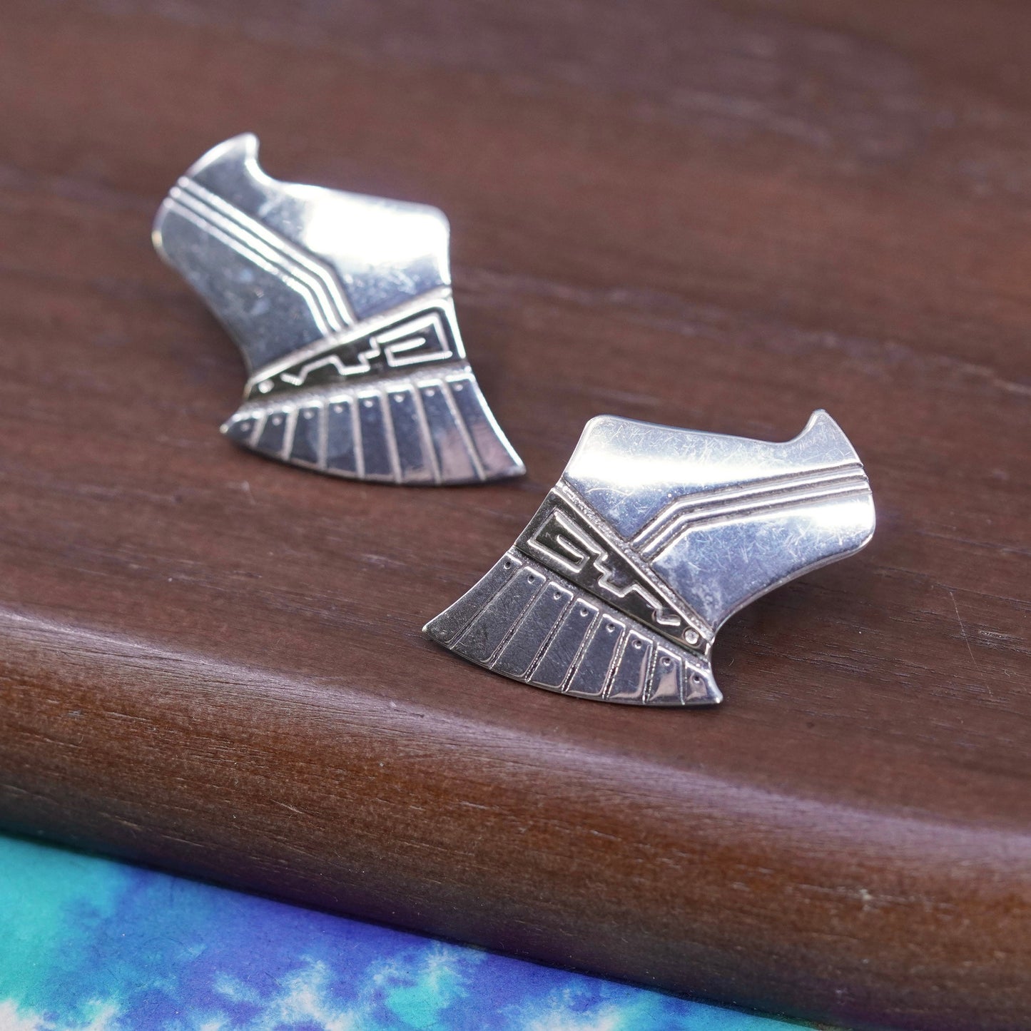 Relios Carolyn Pollack two tone Sterling silver earrings, textured 925 studs