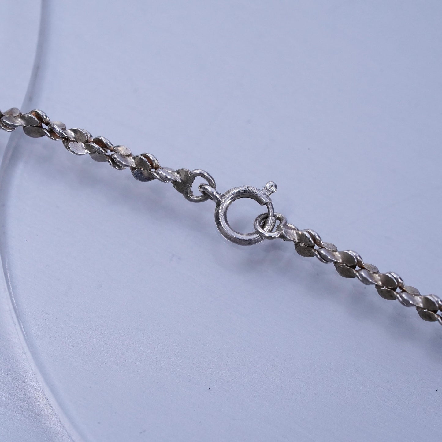30” 2mm, vintage Sterling 925 silver bold twisted s link chain necklace