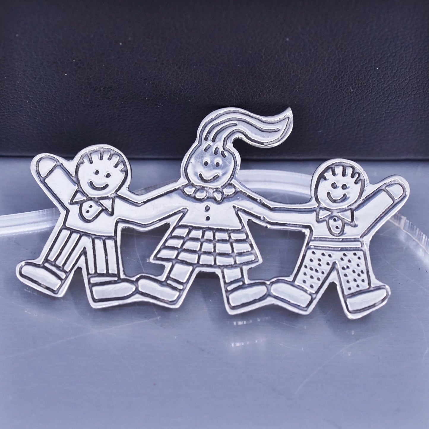 Antique sterling silver handmade brooch, 925 save the children