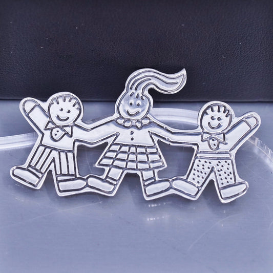 Antique sterling silver handmade brooch, 925 save the children