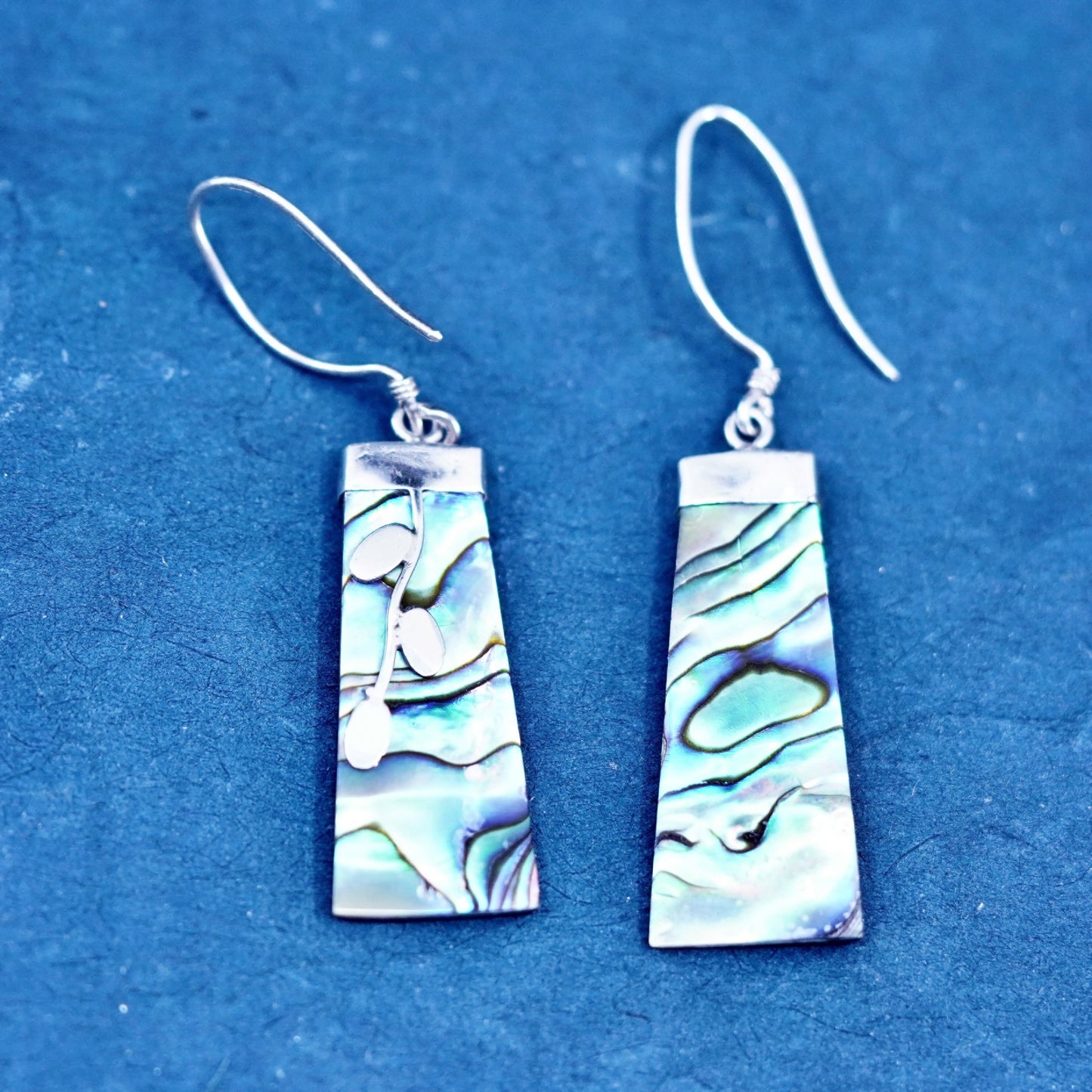 Vintage Mexican Sterling 925 silver handmade earrings with abalone