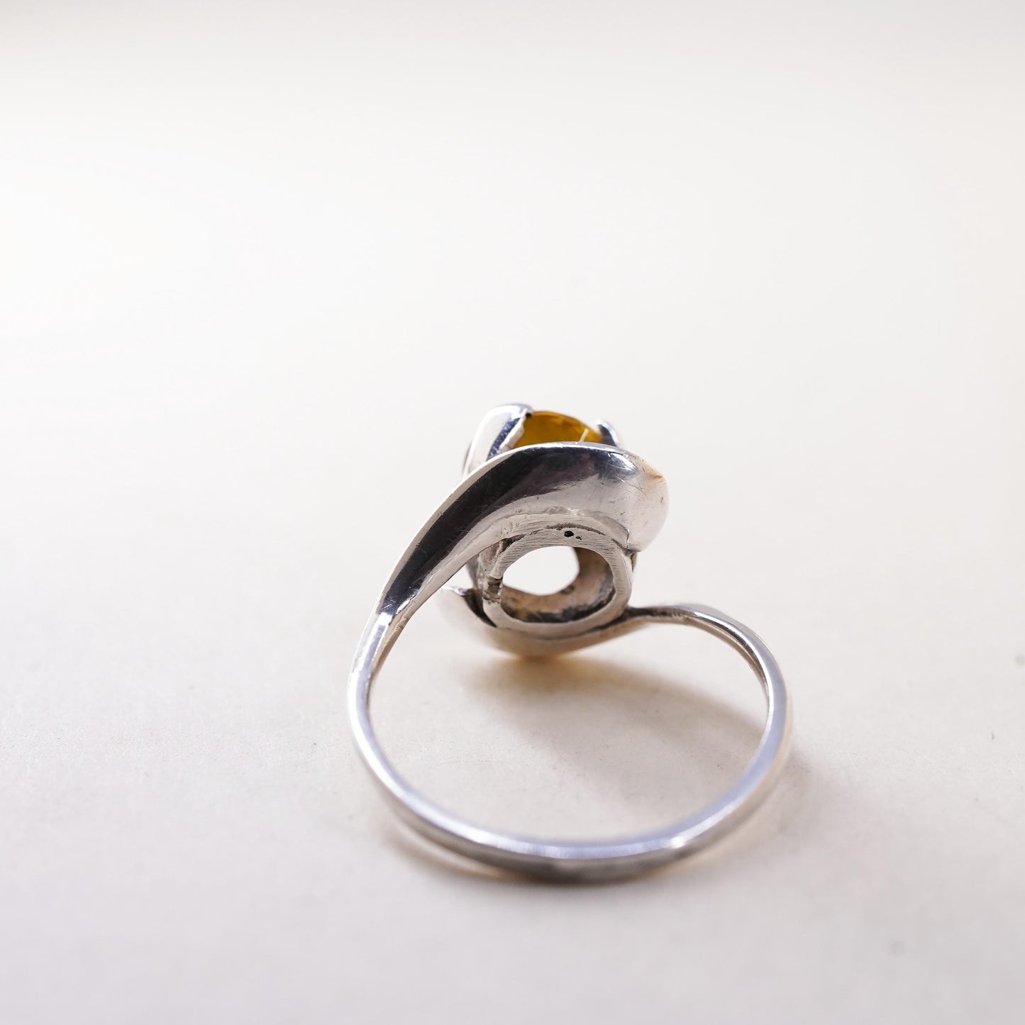 Size 7.5, vintage Sterling 925 silver statement ring, engagement ring citrine