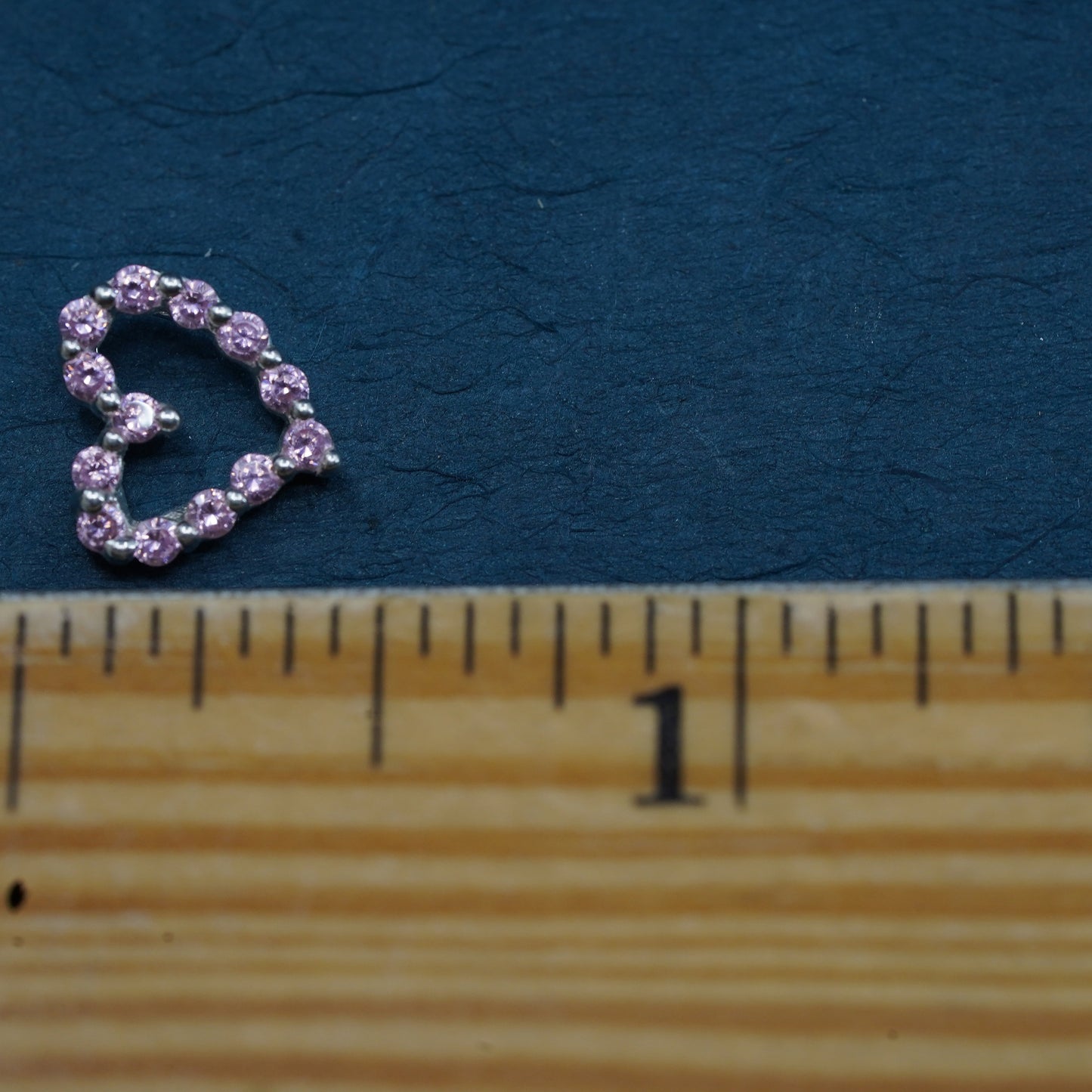 Vintage Sterling 925 silver heart pendant with cluster pink Cz