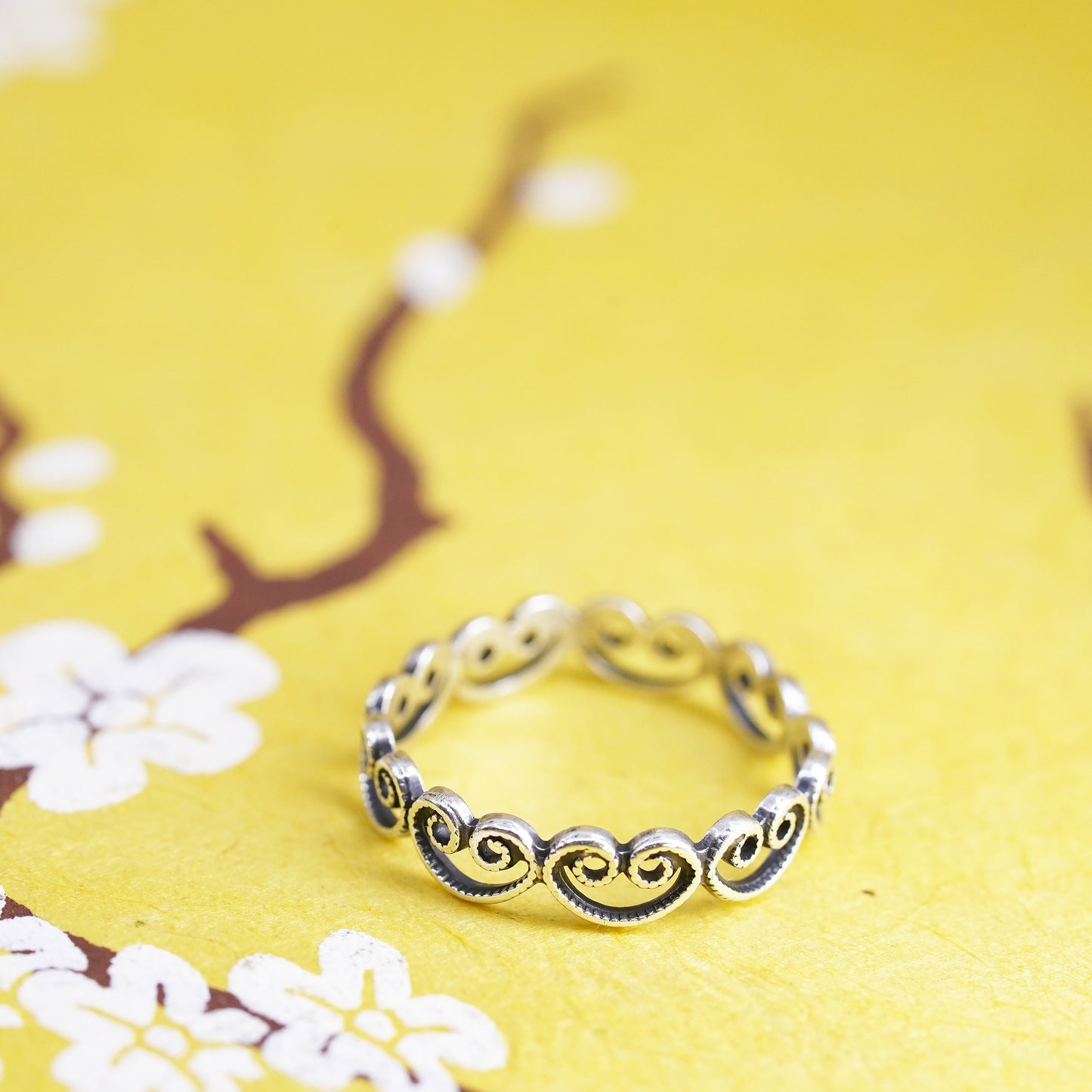 Size 7, vintage Sterling silver handmade ring, 925 filigree band