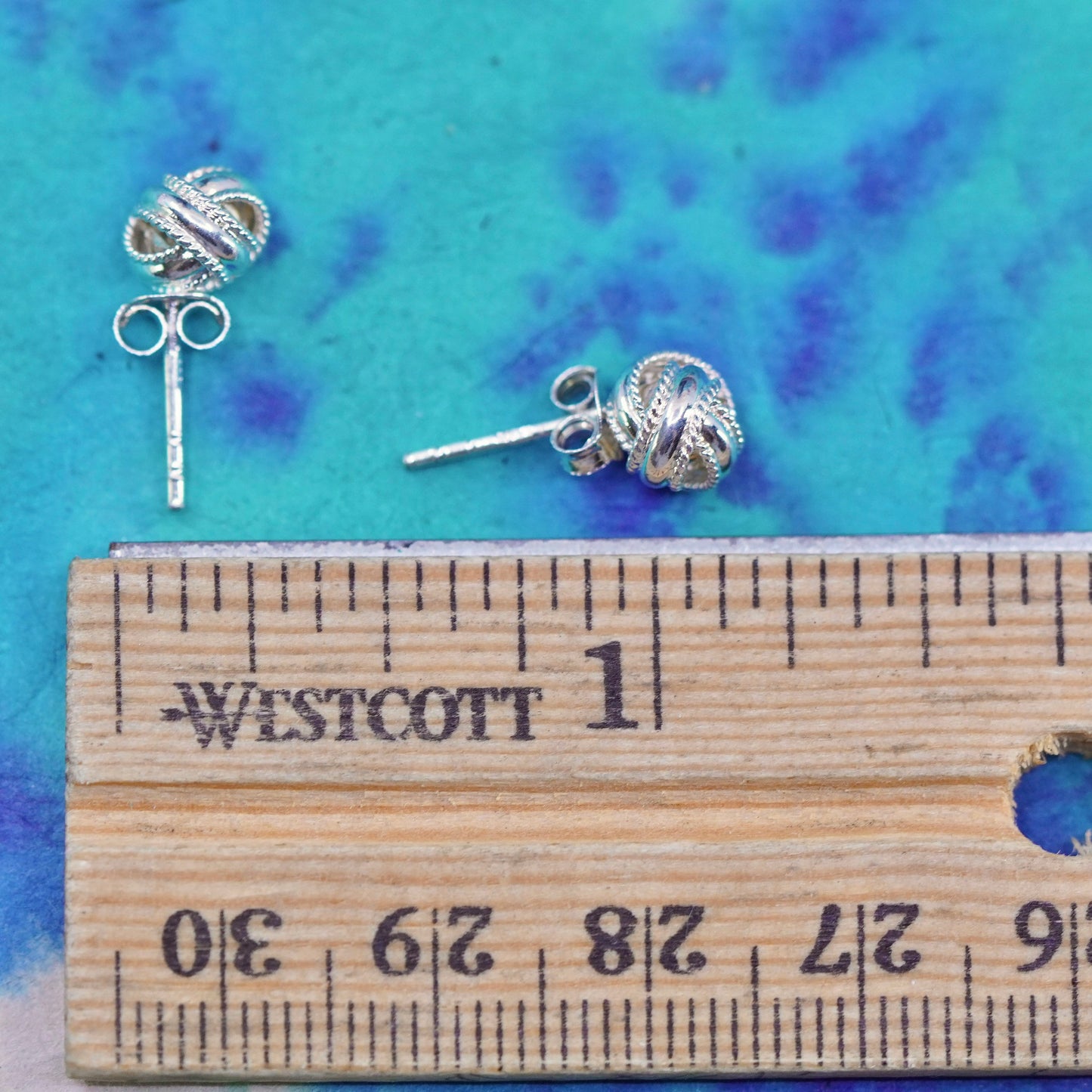 Vintage Sterling silver handmade earrings, 925 entwined studs