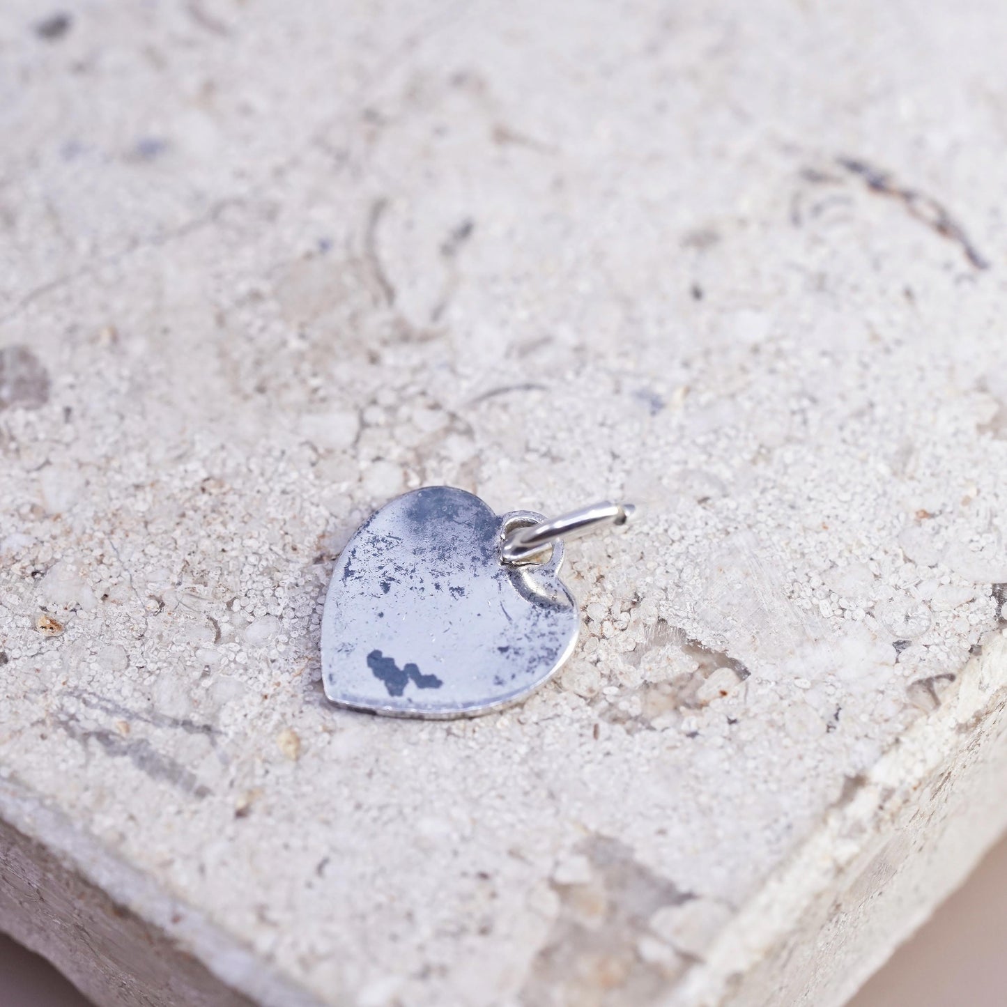 Vintage sterling silver handmade pendant, 925 heart charm