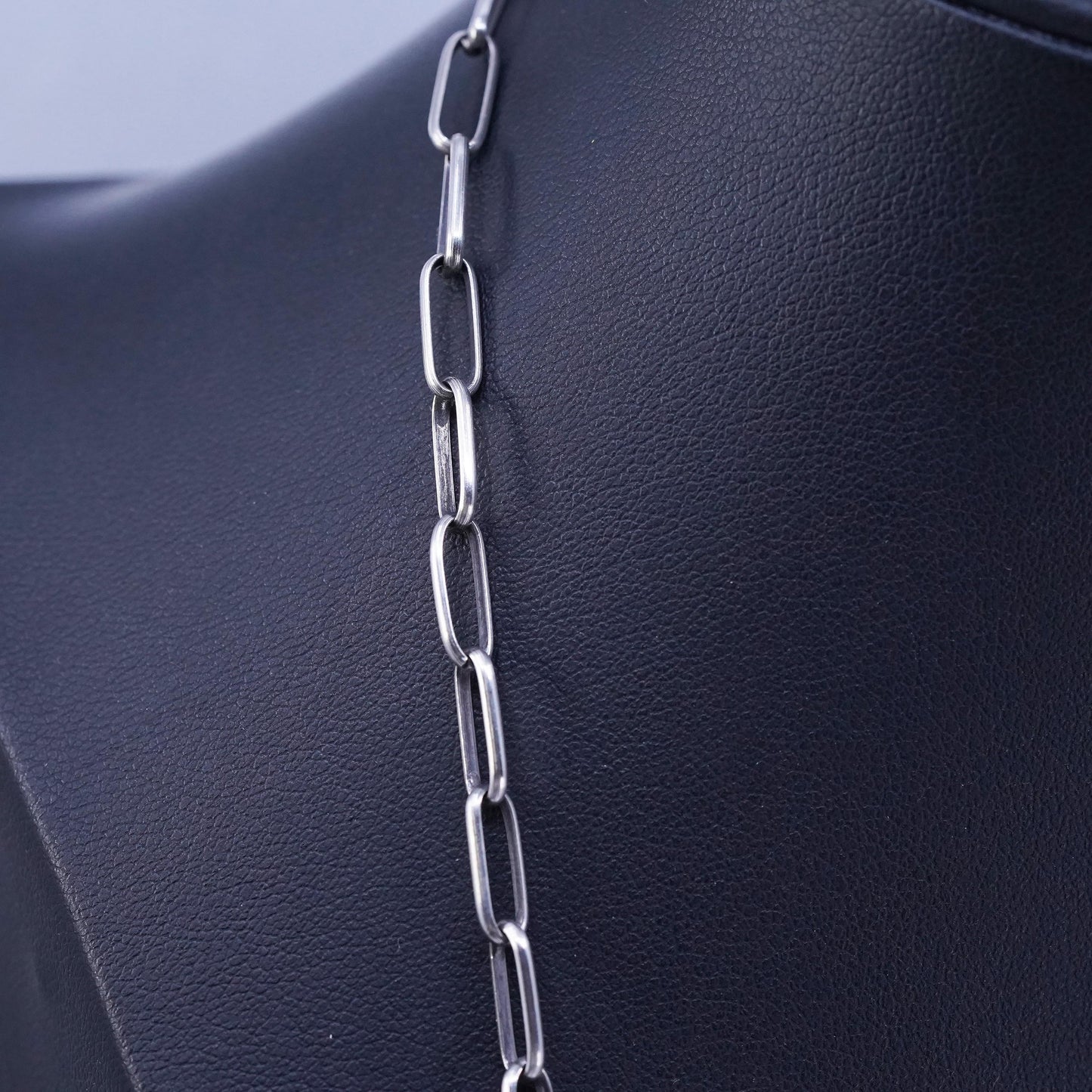 24” 3mm, vintage Sterling 925 silver elongated chain necklace