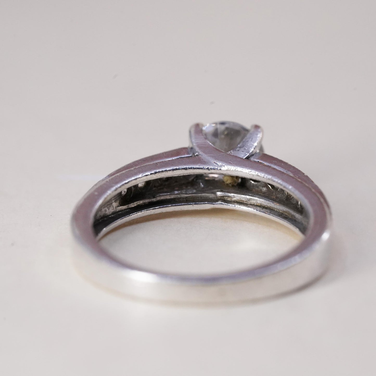 Size 6.5, 925 Sterling silver ring with Marquise cut crystal CZ cluster ring