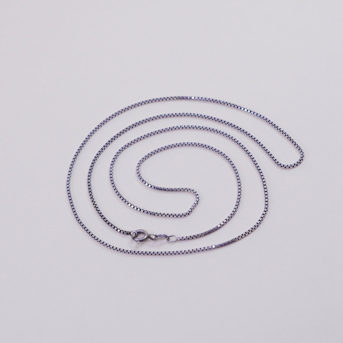 24”, 1mm, Vintage Italian sterling 925 silver box chain, made in Italy chain, stamped 925