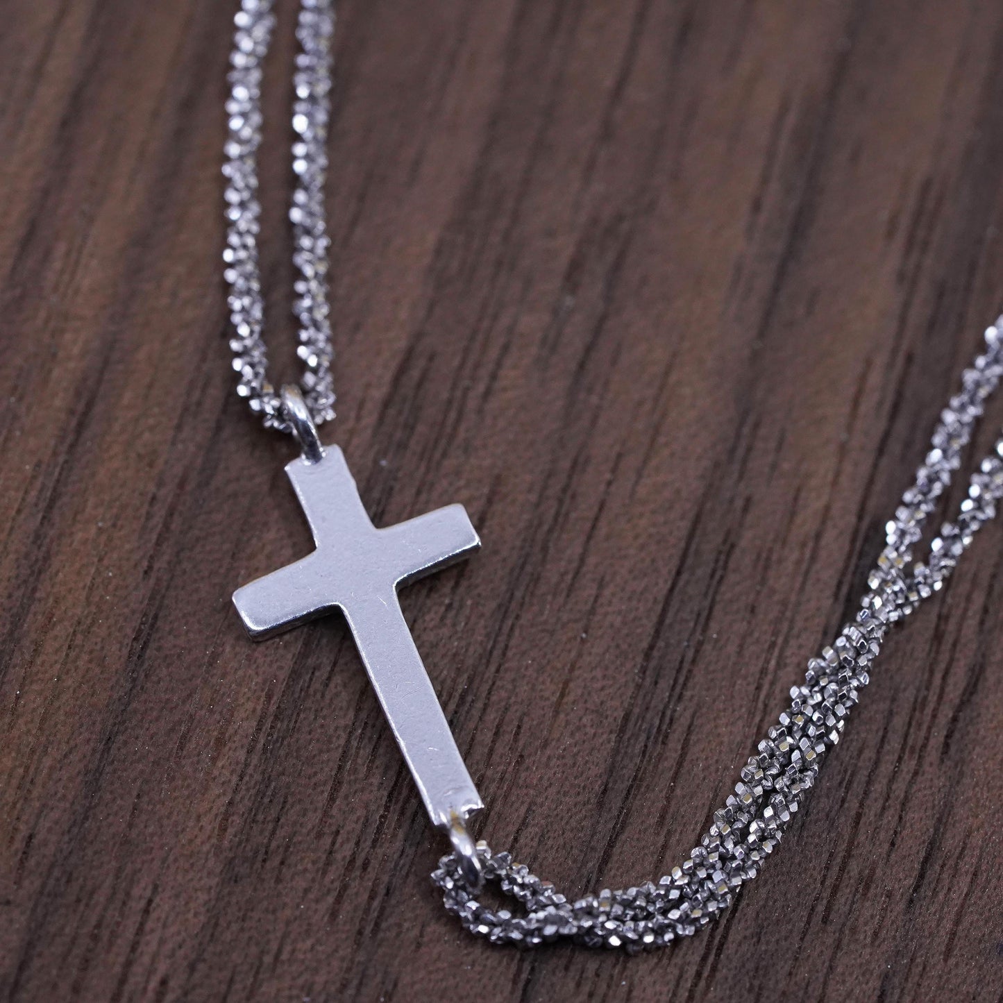 7.75", Dyadema Sterling silver bracelet, 925 double strands chain cross charm