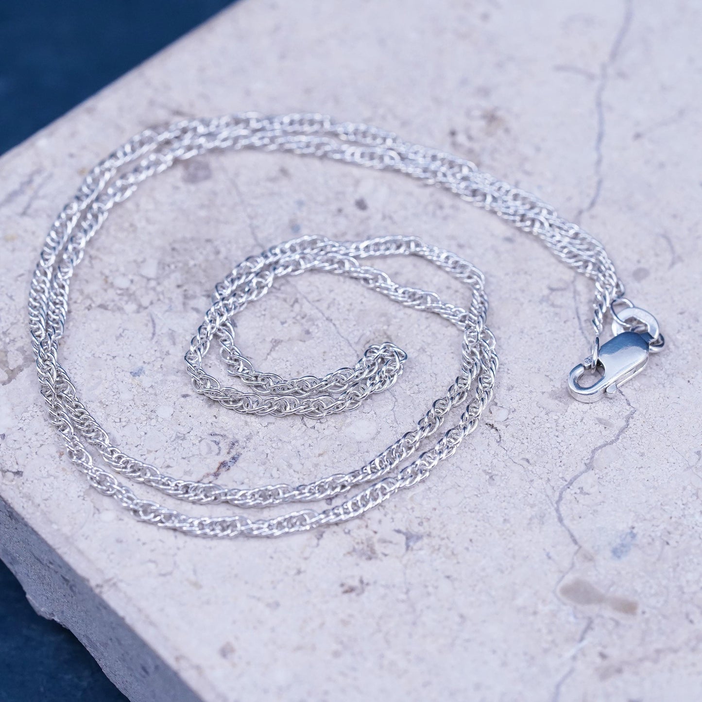 18" 3mm, vintage Sterling silver handmade necklace, 925 twisted curb chain
