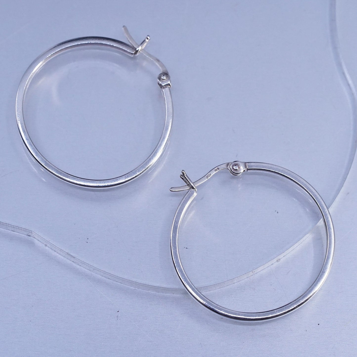 1.25", Vintage Italian 925 Sterling Silver Hoops Earrings, 925 silver huggie