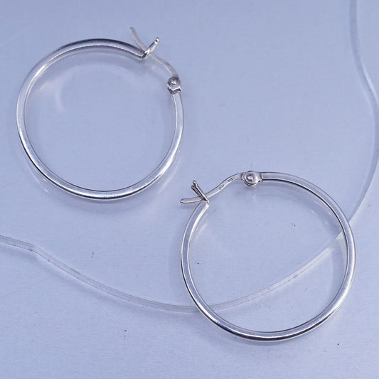 1.25", Vintage Italian 925 Sterling Silver Hoops Earrings, 925 silver huggie