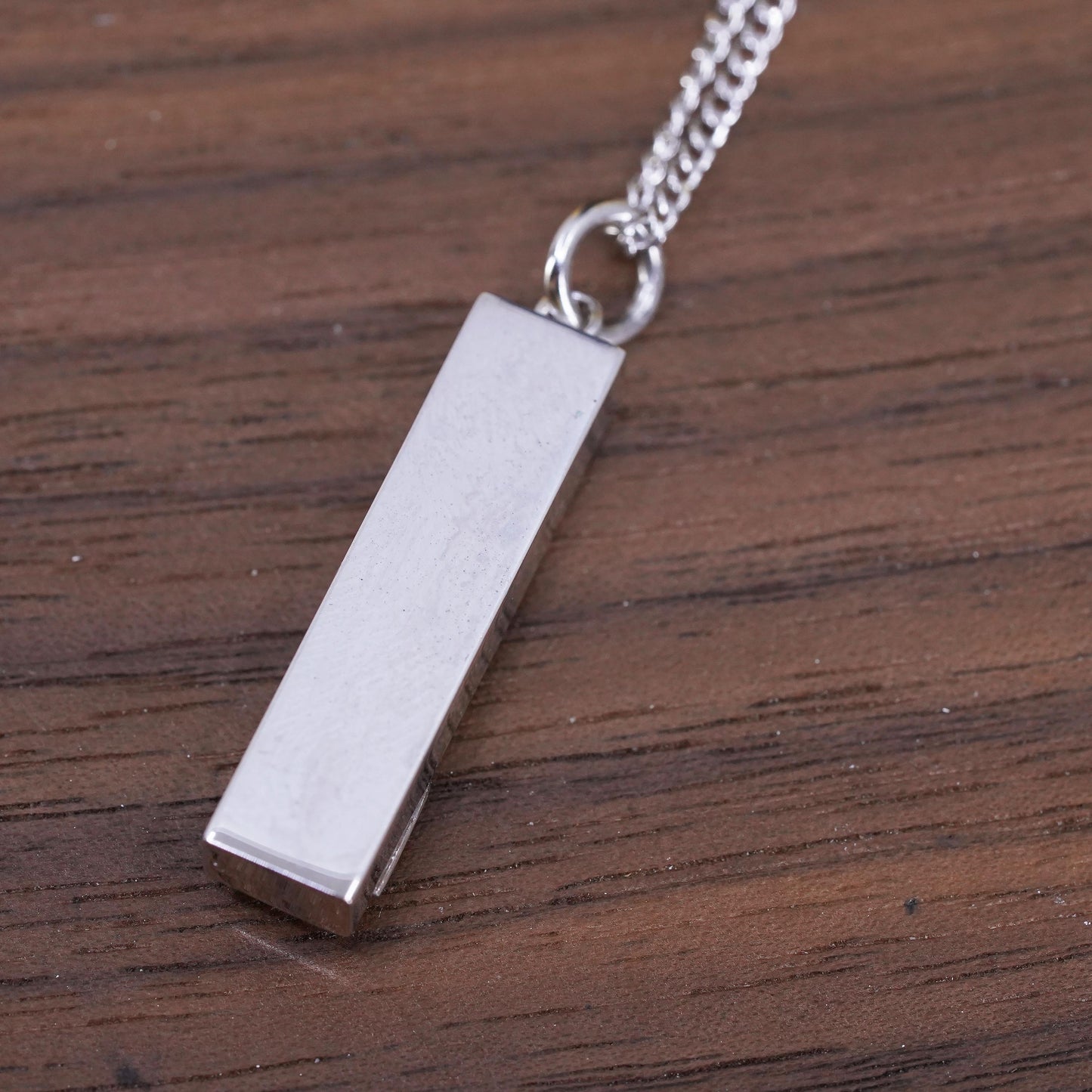 16", Sterling silver necklace, solid 925 curb Hebrew bible tube pendant