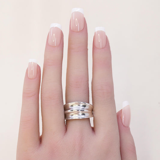 Size 8.25, VTG sterling silver handmade ribbed ring, southwestern 925 band