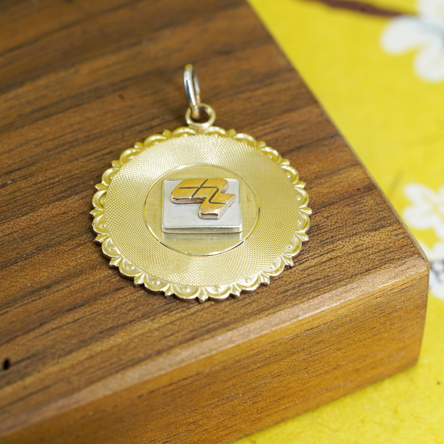 vintage 1/20 12K gold filled handmade charm, tag pendant
