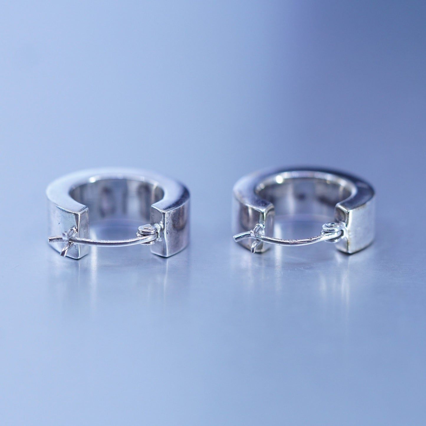 0.75”, vintage Sterling silver handmade earrings, wide 925 hoops