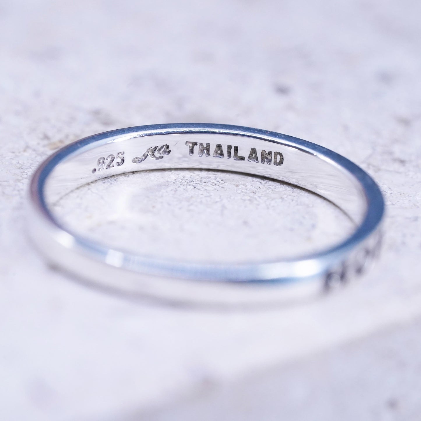 Size 9.25, vintage Sterling silver handmade ring, 925 stackable band “Hope”