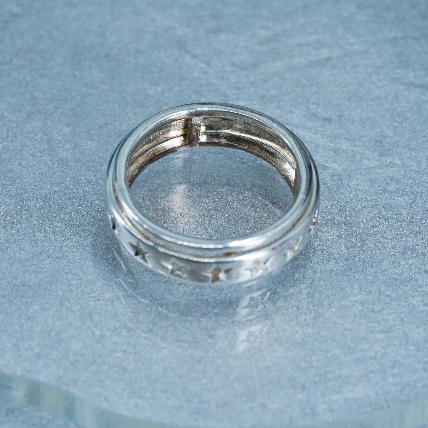 Size 7, vintage Sterling 925 silver handmade ring, star spinner band
