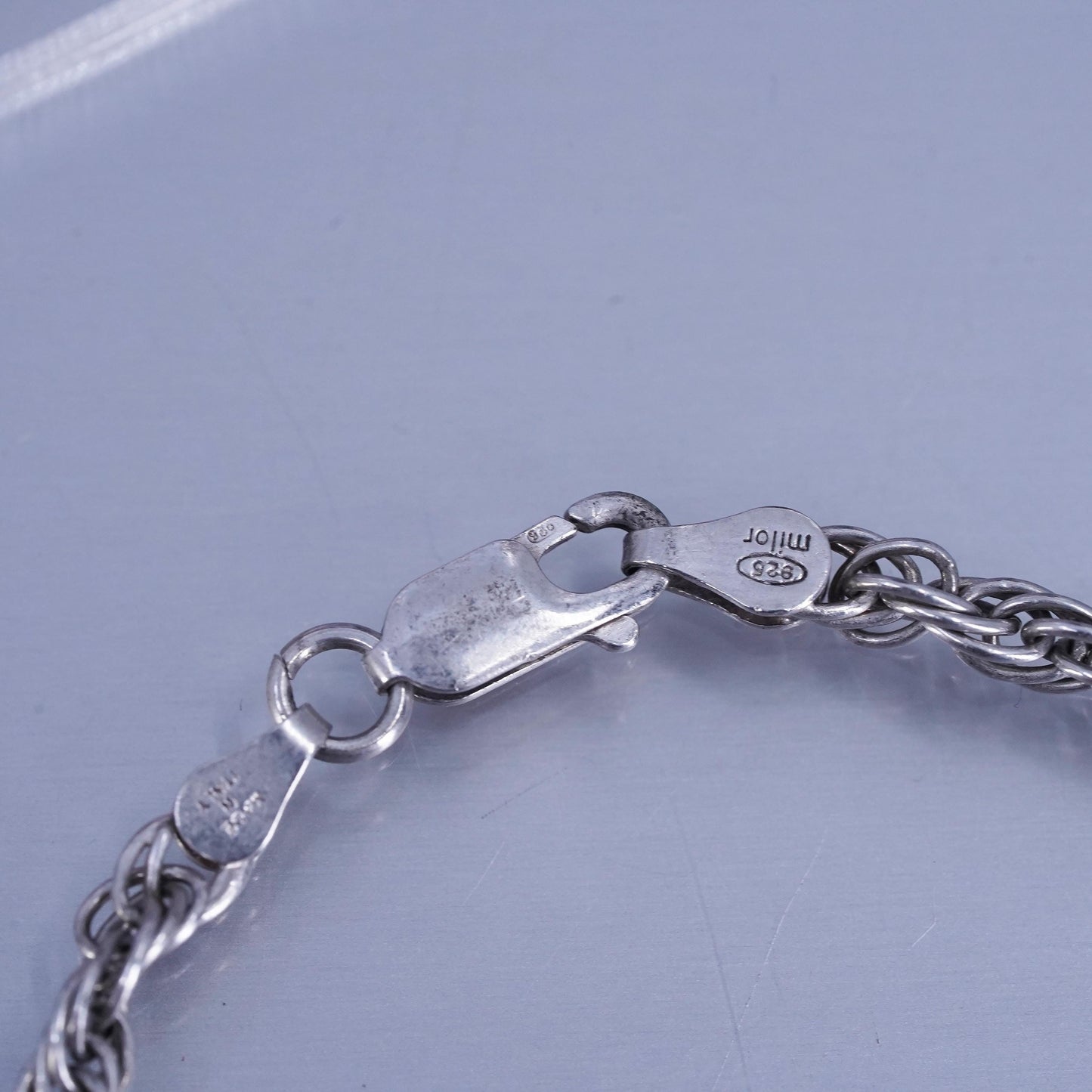 7”, vintage Italian Milor Sterling 925 silver bracelet, Singapore rope chain