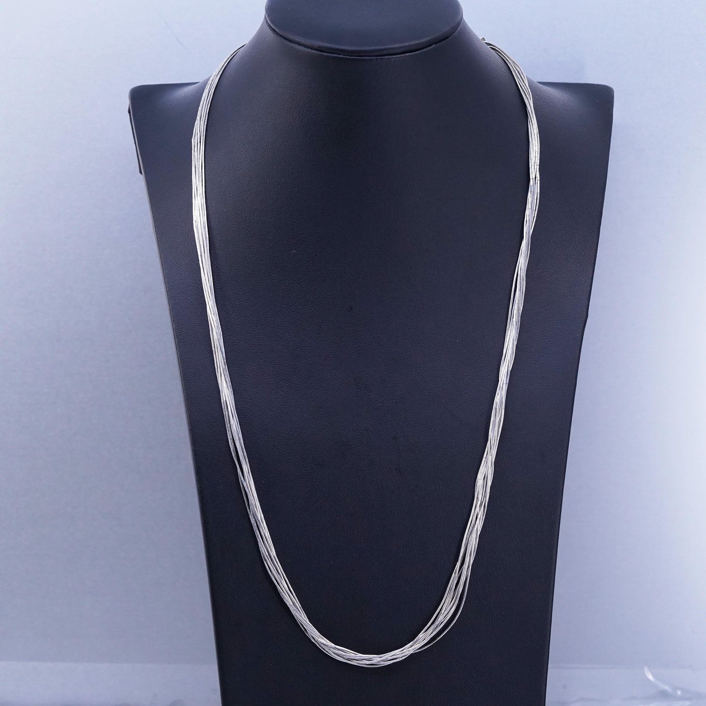 24”, Vintage liquid Sterling silver 10 strands necklace, Native American chain