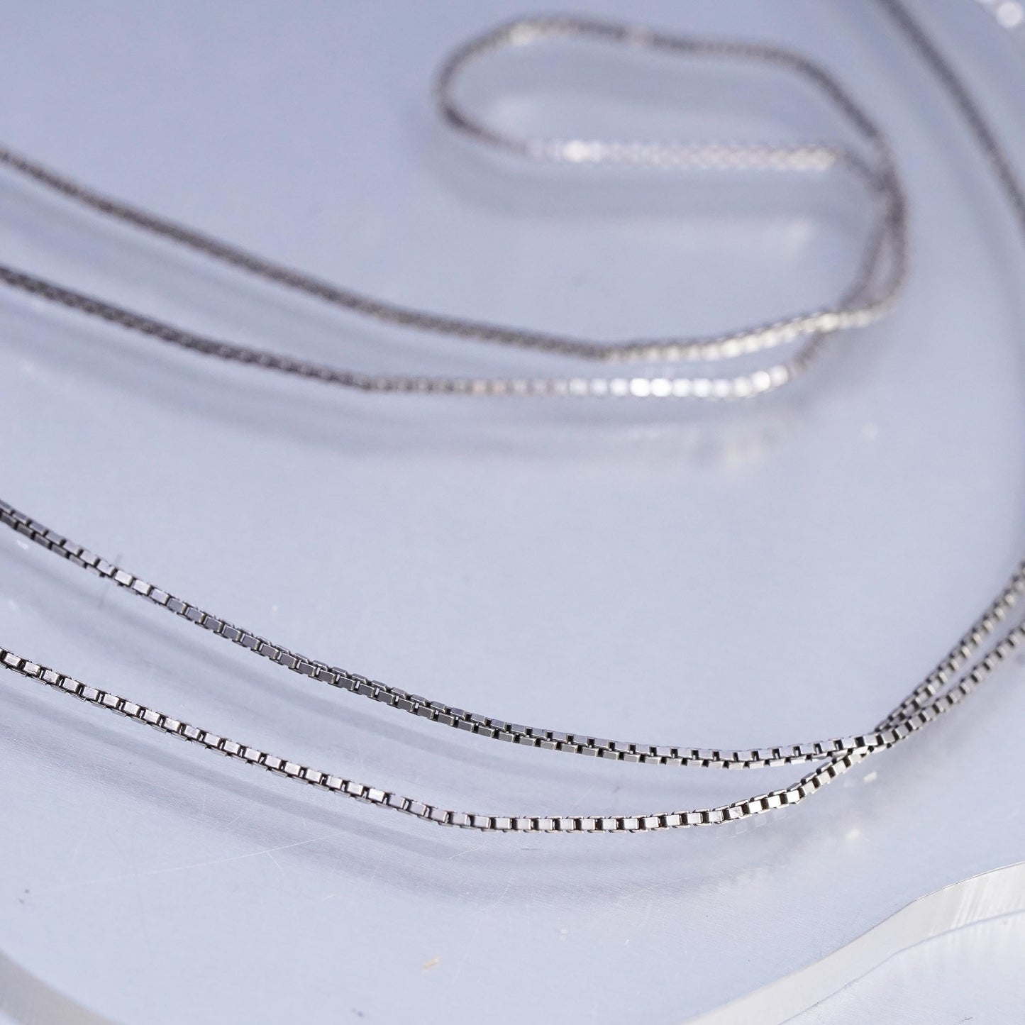 32" 1mm, vintage Italian Sterling 925 silver long box chain necklace
