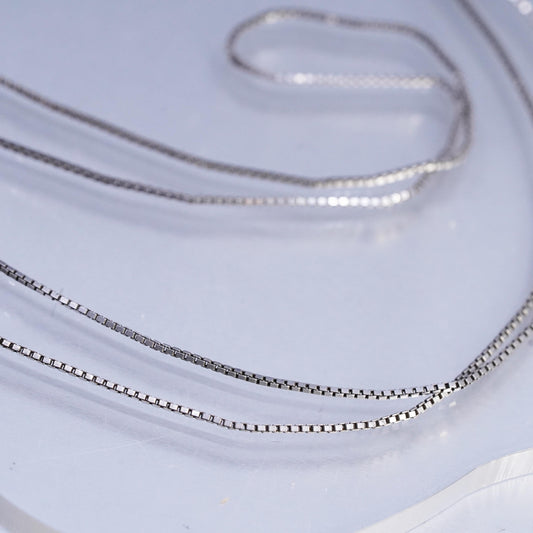 32" 1mm, vintage Italian Sterling 925 silver long box chain necklace