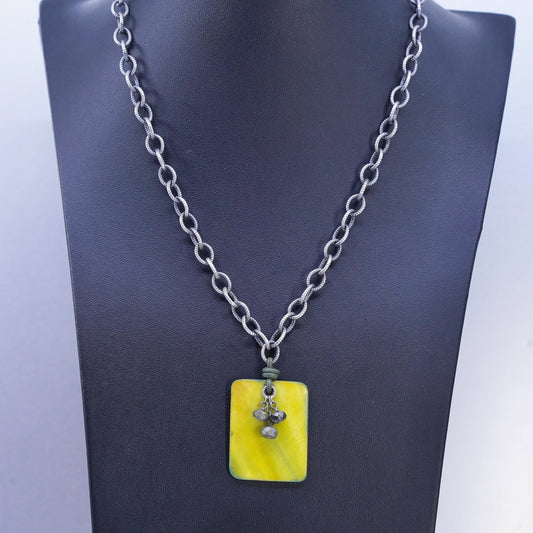 18", Silpada Sterling 925 Silver Green Mother of Pearl Pyrite Necklace N1133
