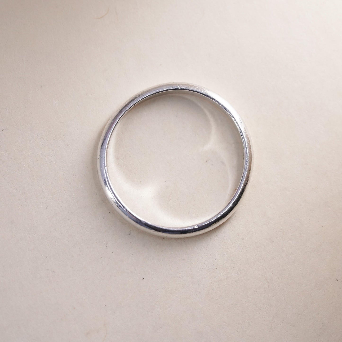 Size 6 Vintage sterling silver handmade ring, 925 silver band, wedding band