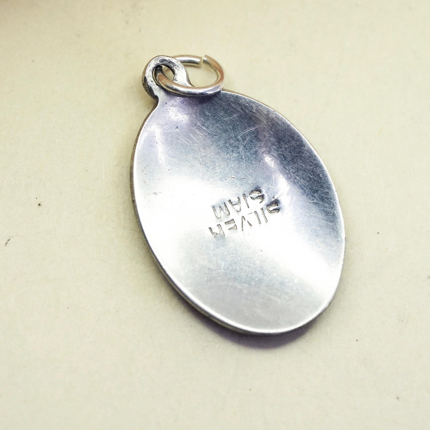 Vintage Siam sterling silver handmade pendant, Indian 925 goodness pendant