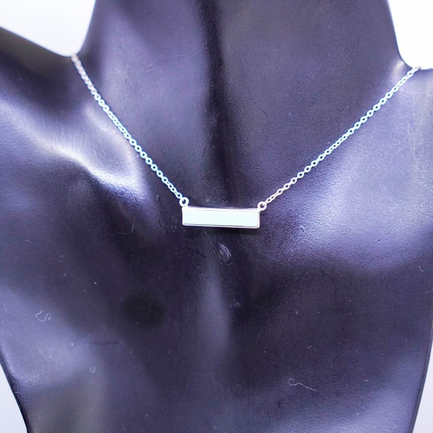 16+2”, Pura Vida Sterling 925 silver handmade necklace w/ turquoise bar pendant