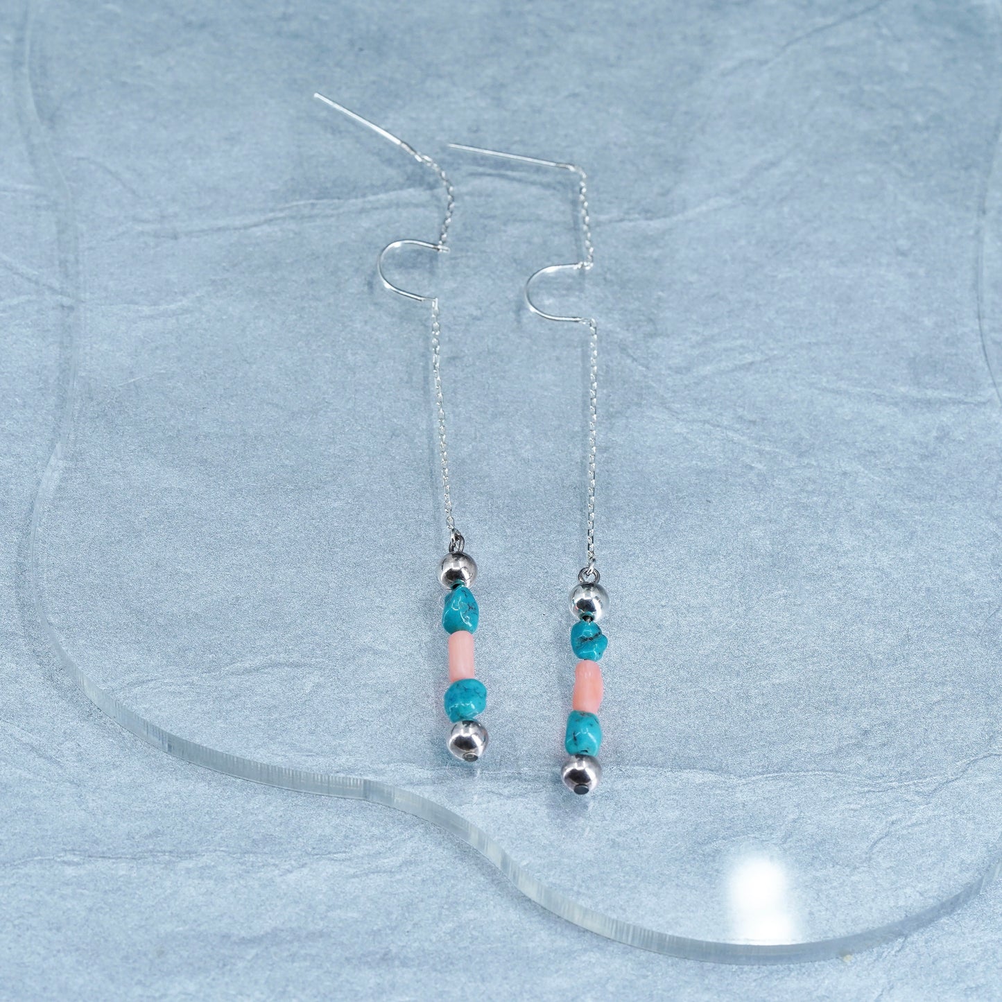 Vintage Native American Navajo sterling 925 silver handmade earrings turquoise