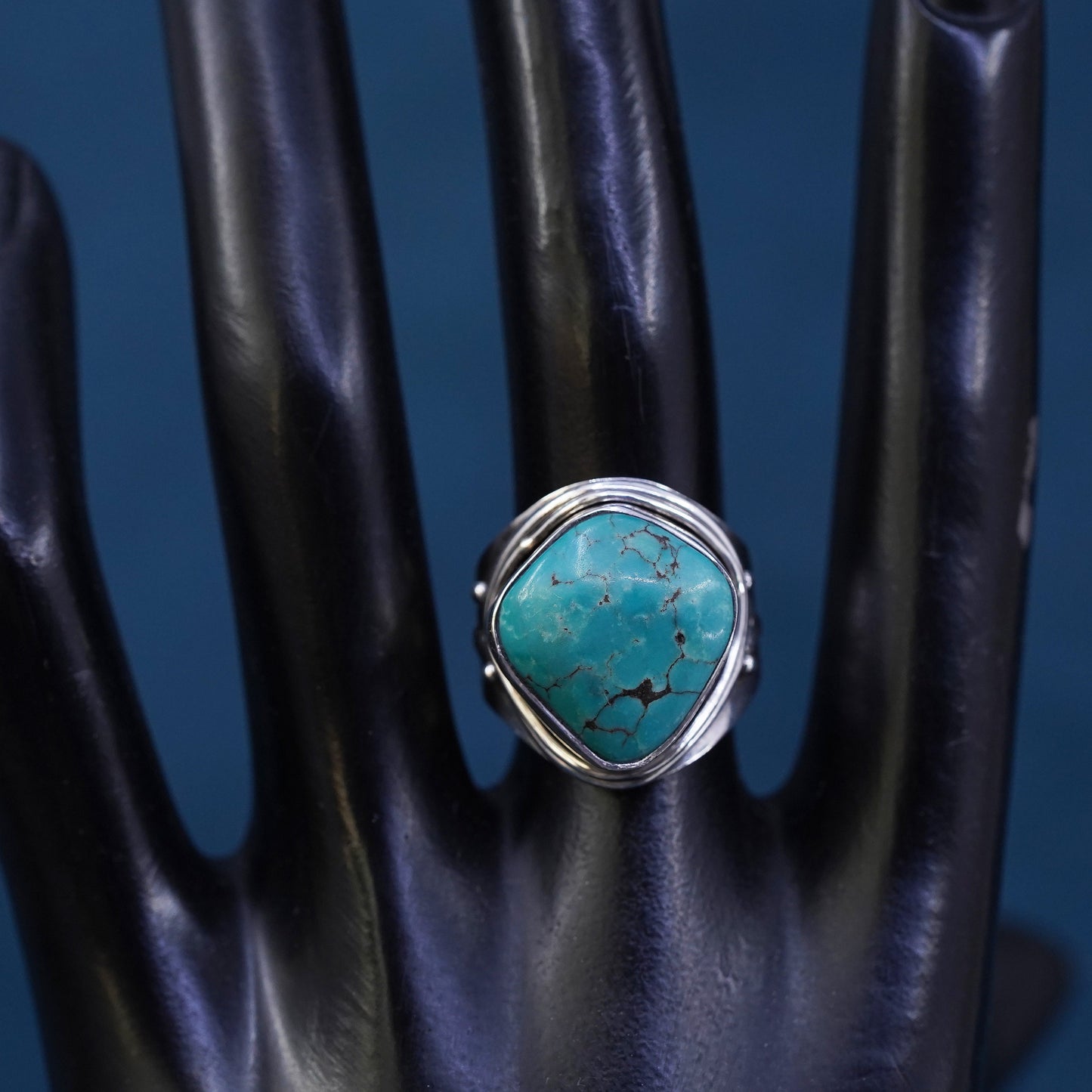 Size 7, Sterling 925 silver ring, Native American, southwestern with turquoise