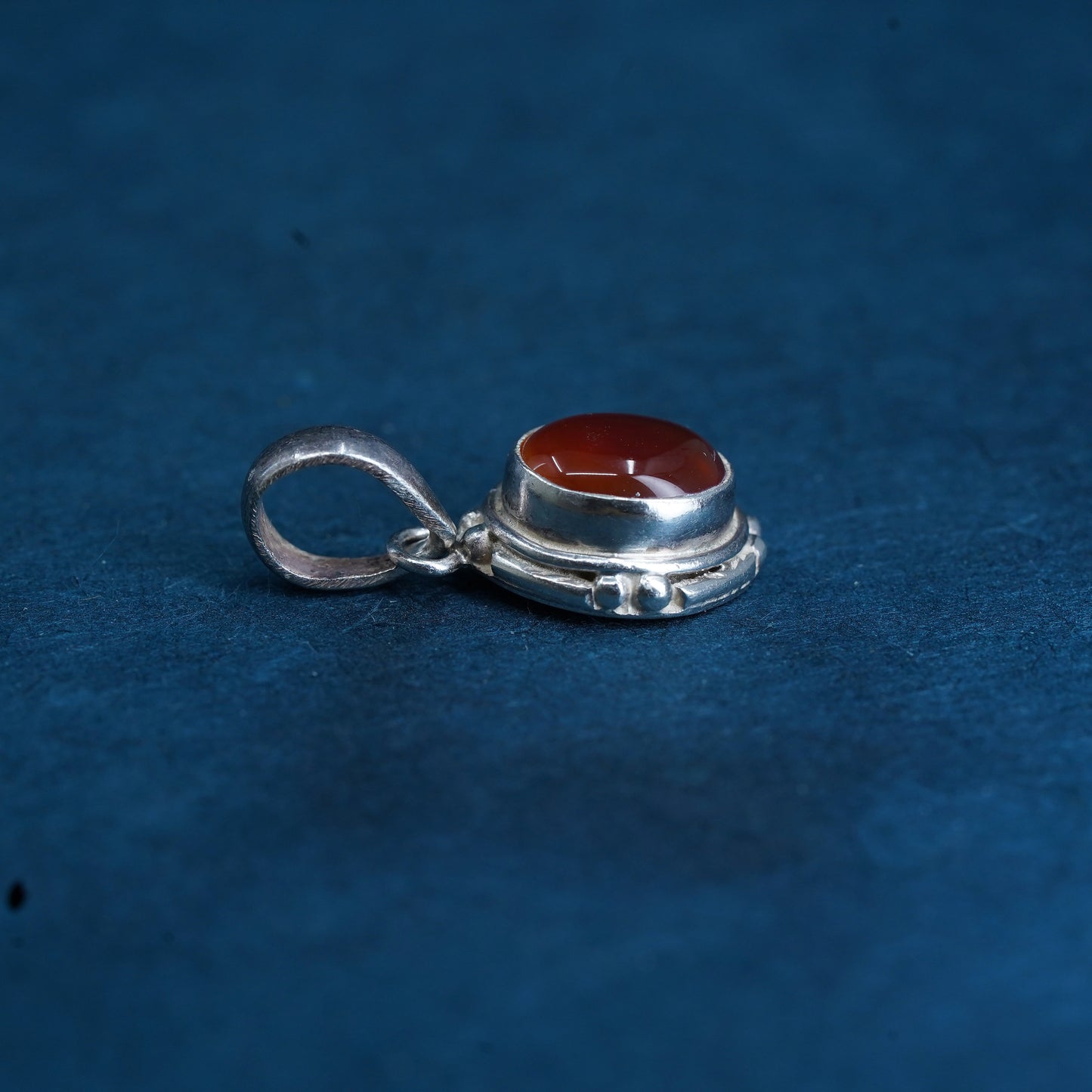 Vintage sterling silver handmade pendant with carnelian