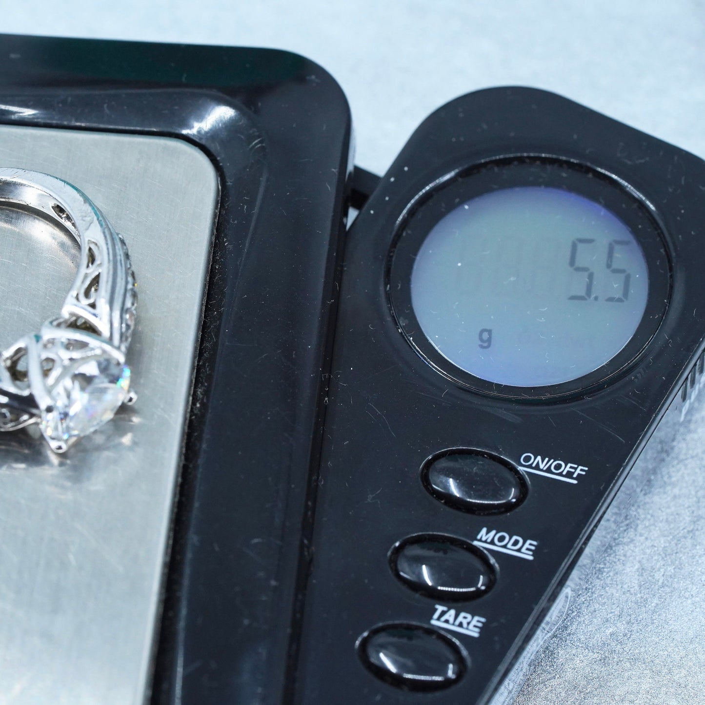 Size 10, Vanna K. Jewelry, Sterling 925 silver engagement ring with cluster Cz