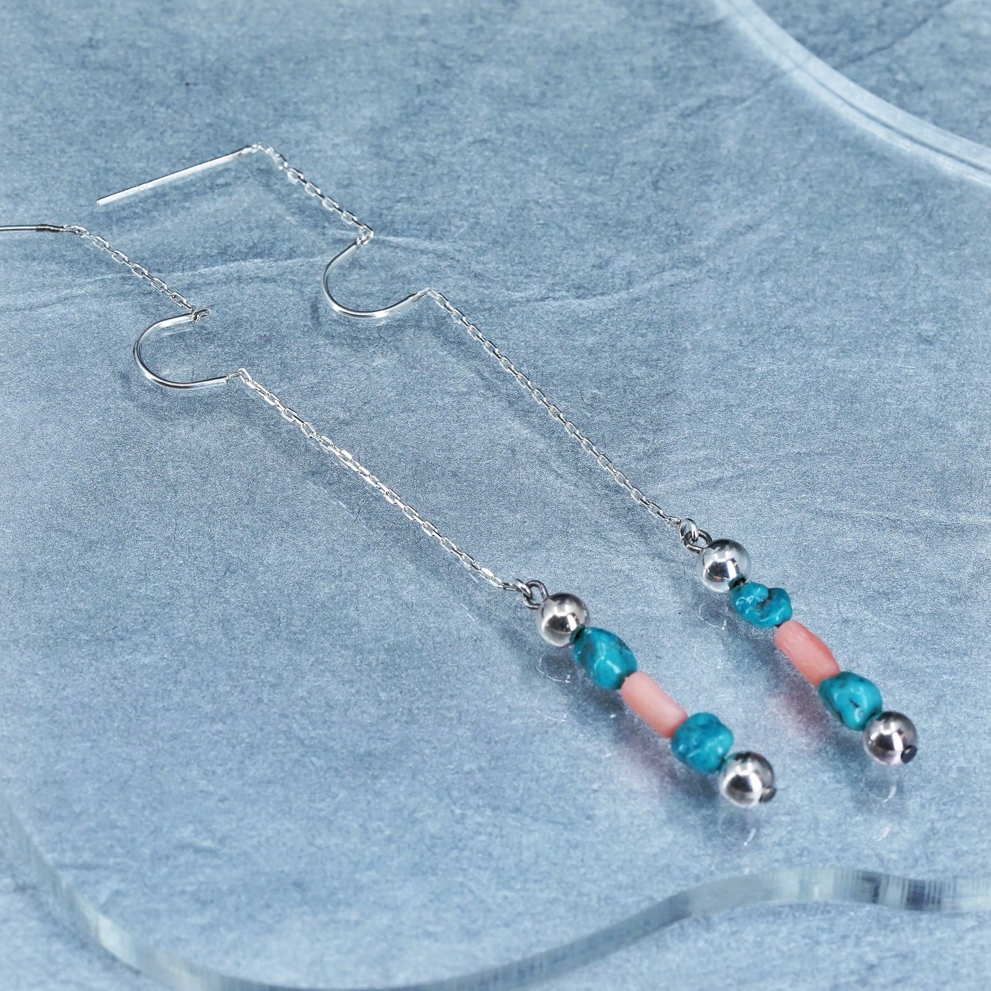 Vintage Native American Navajo sterling 925 silver handmade earrings turquoise