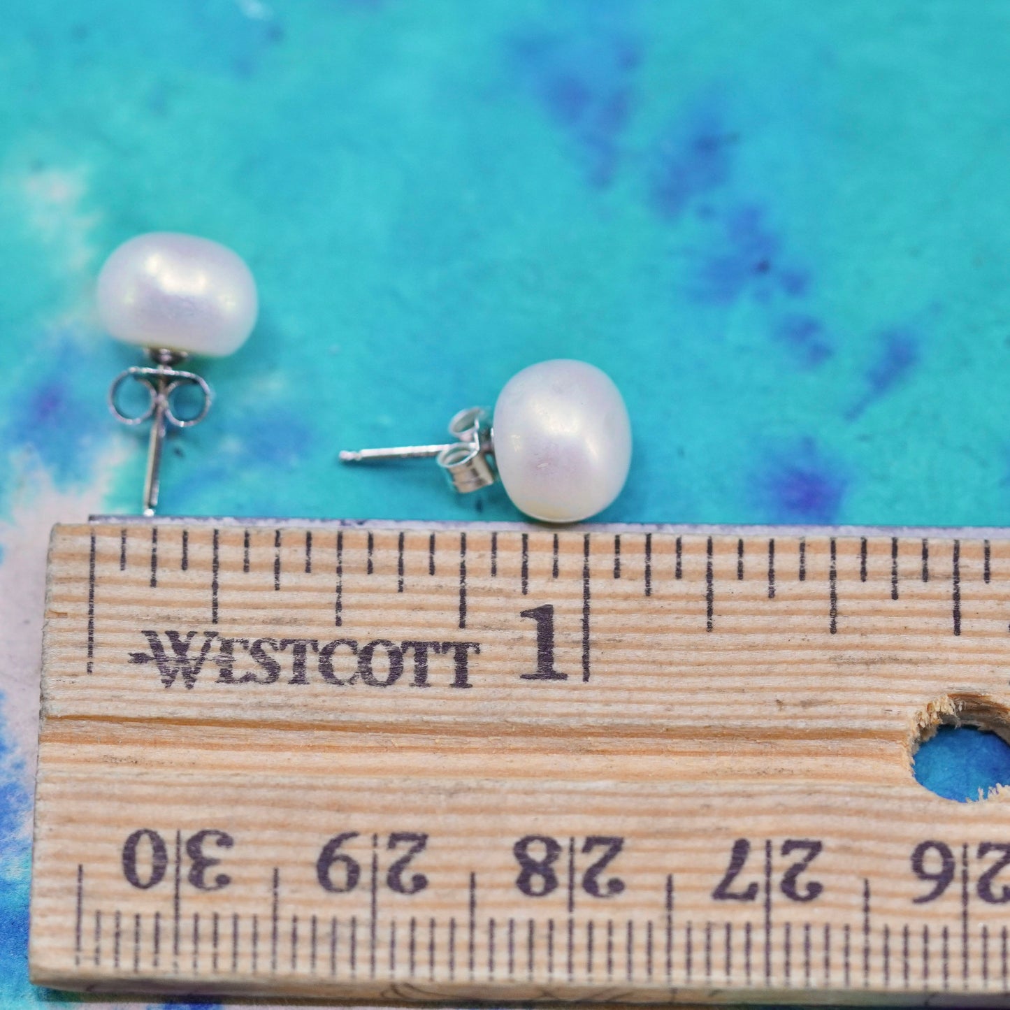 7mm, Sterling 925 silver with freshwater pearl studs earrings