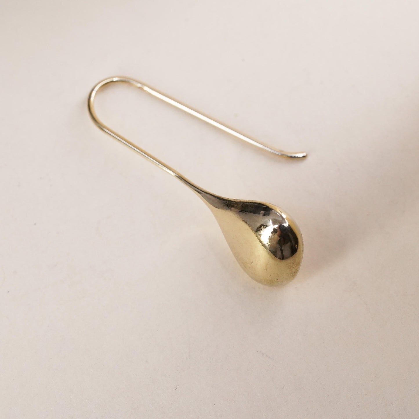 vintage modernist vermeil gold over sterling silver 925 single teardrop earring
